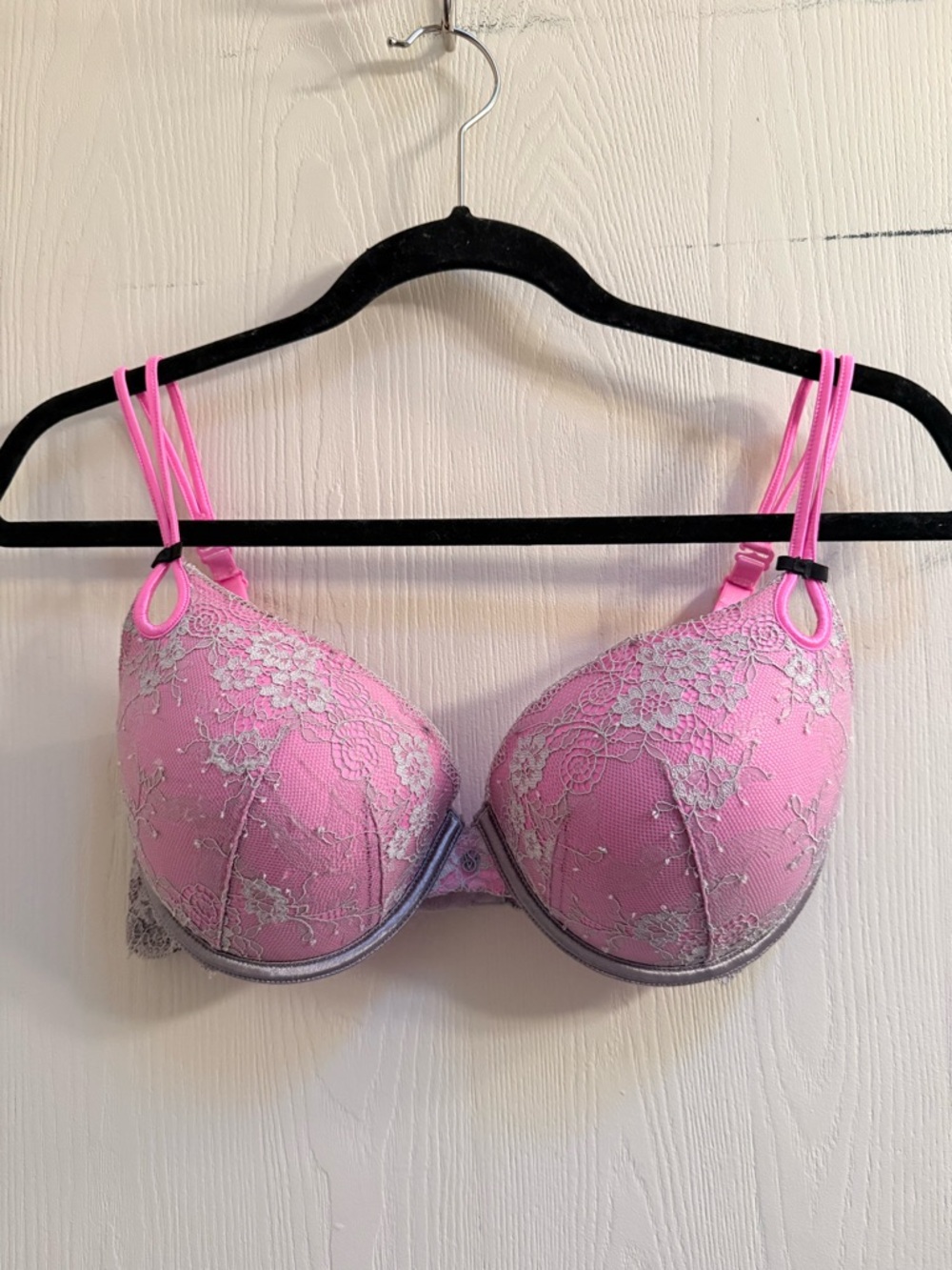 Victoria’s Secret Pink Lace Push-Up Bra with Double Straps